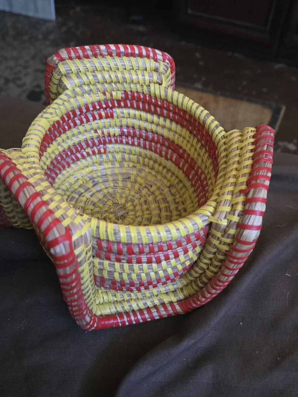 Handwoven Red and Yellow VINTAGE Bowl